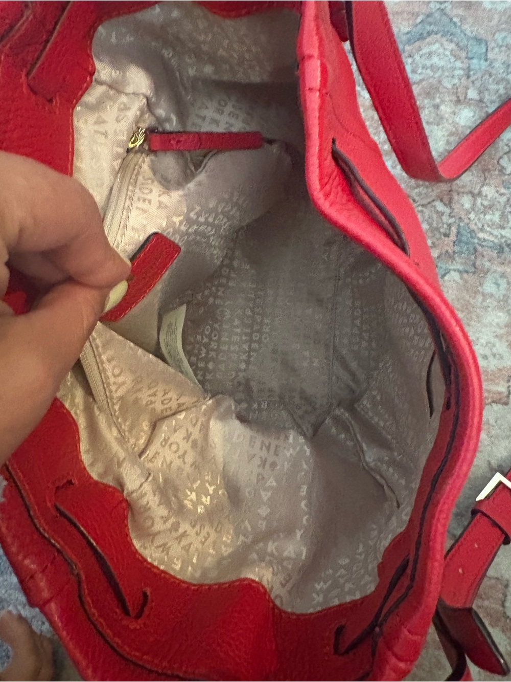 Kate Spade Red Bucket Bag Pebble Leather Side Cinch Adjustable Crossbody - Picture 12 of 14